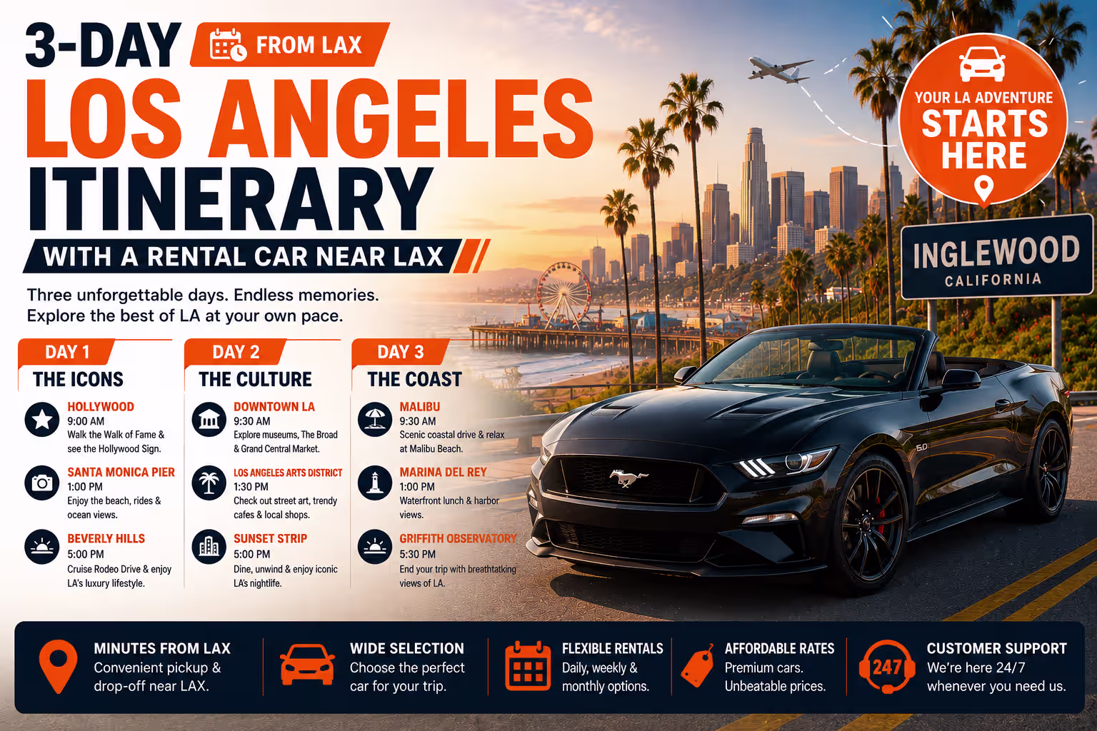3 Day Los Angeles Itinerary Using Rental Car
